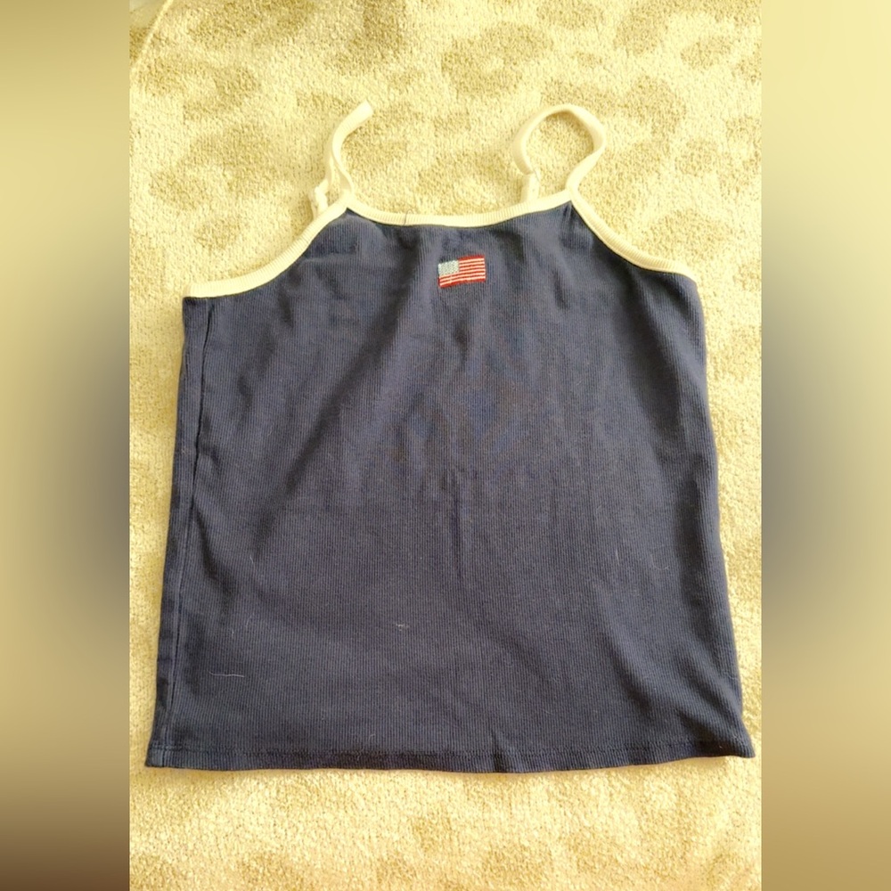 Navy Blue Tank Top with Flag Patch